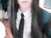 推特极品伪娘『水银灯』定制肉丝OL被胖金主爆操狠狠无套内射