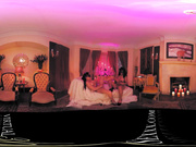 VR 360 Degree lesbian encounter using a huge double ended Dildo